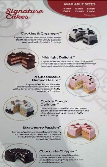 Cold Stone Creamery menu 