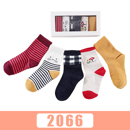 Title 5, Five pairs of breathable cartoon baby socks for...