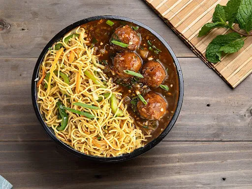 Veg Hakka Noodles + Veg Manchurian Gravy Bowl