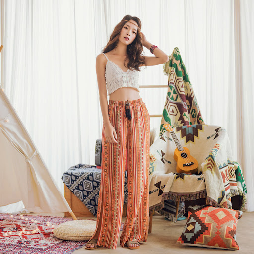 Title 3, Womens Bohemian Slit Loose Wide Leg Pants | Fl...