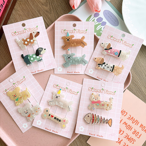 Title 8, Cute Cartoon Acrylic Cat Barrettes for Girls, a...