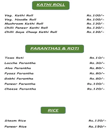 Home Style Dhaba menu 