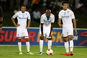 Daine Klate , Sfiso Hlanti and Ahmed Gamal Amr of Bidvest Wits and of Bloemfontein Celtic during the Telkom Knockout Final match between Bloemfontein Celtic and Bidvest Wits at Princess Magogo Stadium on December 02, 2017 in Durban.