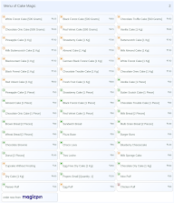 Cake Magic menu 2
