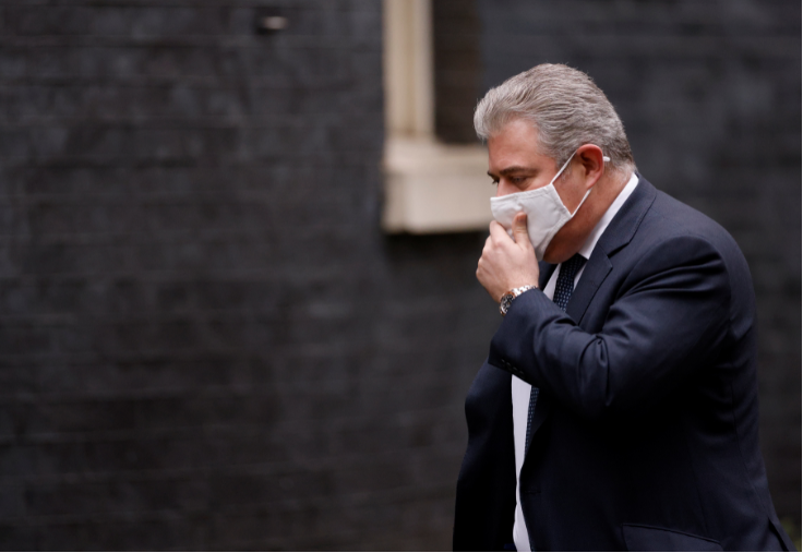 Secretary of State for Northern Ireland Brandon Lewis is seen outside Downing Street in London, Britain, on February 3 2021.