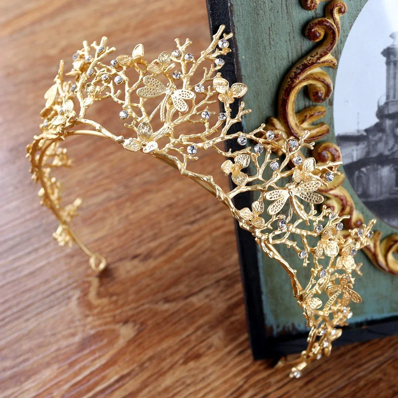 Title 1, Tiara Mat Goud Diamanten Kroon Haarband Bruilof...