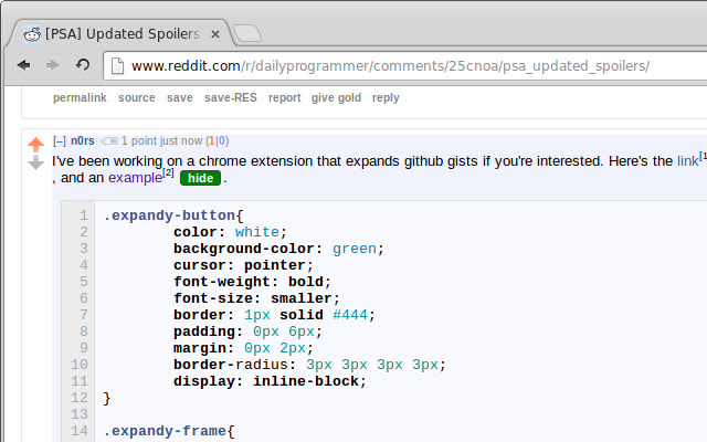 ExpandyCode for Reddit chrome extension