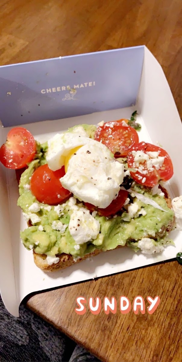 Gluten free avocado smash with poached egg