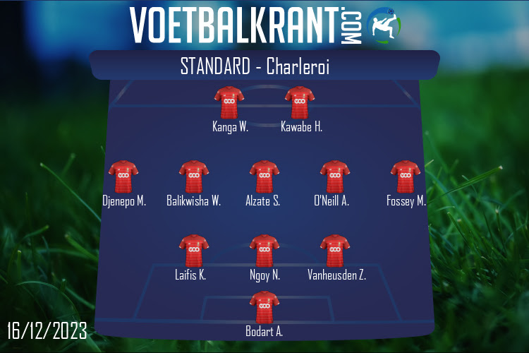 Opstelling Standard | Standard - Charleroi (16/12/2023)