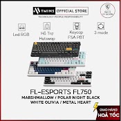 Bàn Phím Cơ Không Dây Fl - Esports Fl750 Marshmallow / Polar Night Black / White Olivia / Metal Heart - Hàng Chính Hãng