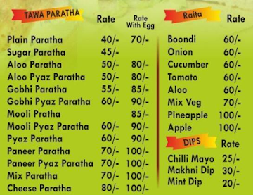 Rolls And Pratha Bay menu 