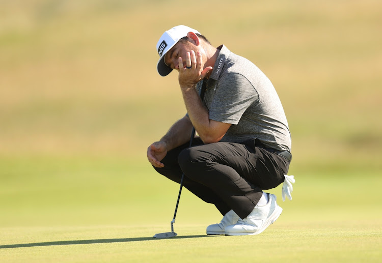 SA's Louis Oosthuizen reacts during the final round of The 149th Open Championship at Royal St George's, Sandwich on July 18, 2021