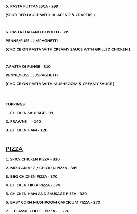 Smokie Brownie menu 