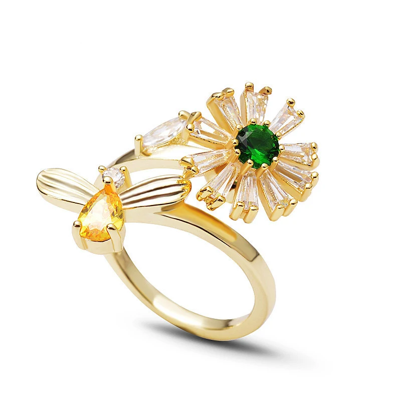 Bague Rotative Personnalité Célébrité avec Zircon, Réglable, Tendance Amoureux/Amoureuses