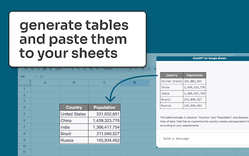 ChatGPT Sheets – Use ChatGPT for Sheets