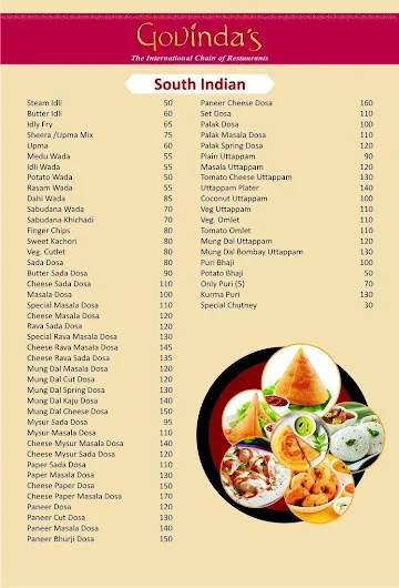 Govinda's -International Chain Of Restaurant menu 