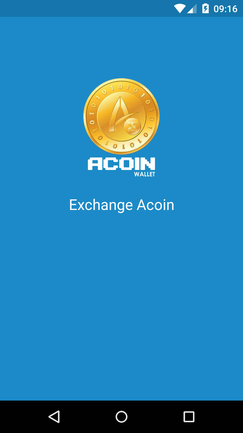 Acoin wallet Screen 1