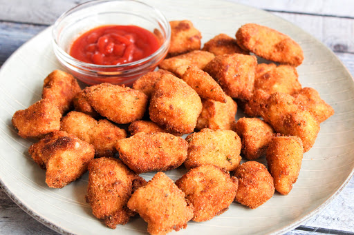 A plate of Yummy Homemade Chicken Nuggets.