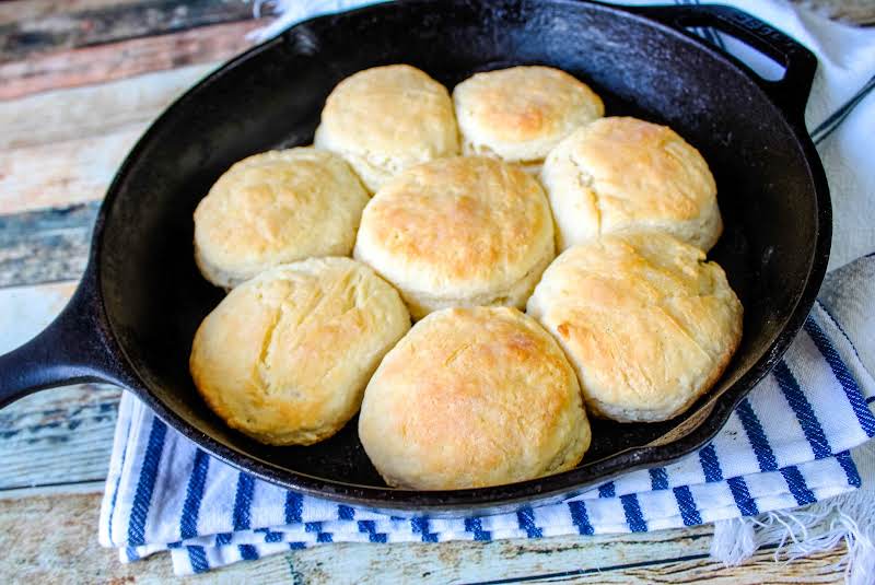 Cast Iron Skillet Filled With My Granny's Old-fashioned Biscuits.