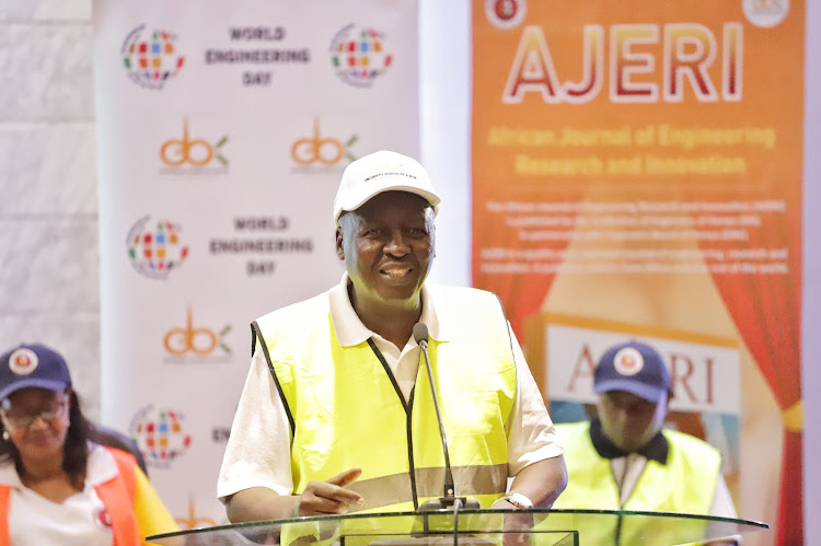 PS state Department of Roads Joseph Mbugua speaks during the World Engineering Day at the University of Nairobi on Saturday, March 4, 2023.