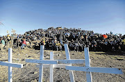 MIne workers on the koppie made famous by the strike action that ended in a number of fatalities. File photo.