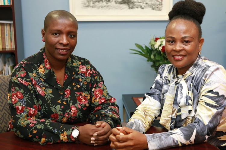 UCT ombud Zetu Makamandela-Mguqulwa, left, with public protector Busisiwe Mkhwebane after they formalised the relationship between their offices in 2019. File photo.