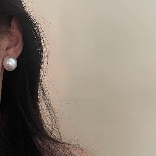 Title 6, 925 Silver Needle French Round Large Pearl Earr...