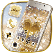 Gold Shine Glitter Heart Theme  Icon