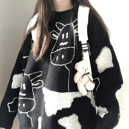 Title 9, College Style Autumn And Winter New Sweet Cow P...