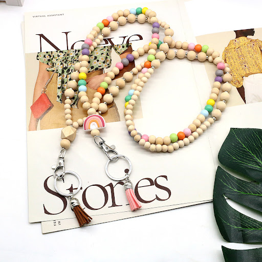 Title 6, Simple Color Handmade Beaded Necklace Keychain....
