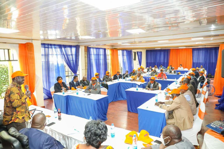 ODM Leader Raila Odinga during the meeting./ODM