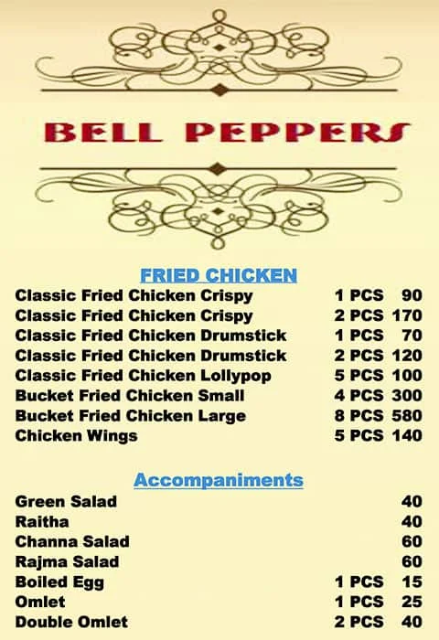 Bell Peppers menu 