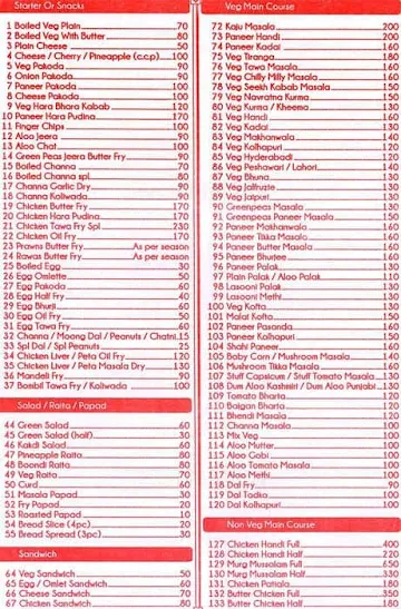 New Neelam Restaurant & Bar menu 