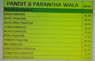 Pandit Ji Paratha Wala menu 1