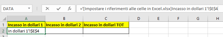 Inserire un riferimento a un'altra cartella di lavoro 2