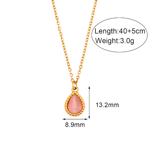 Title 10, Stainless Steel Dropper Opal Pendant Necklace f...