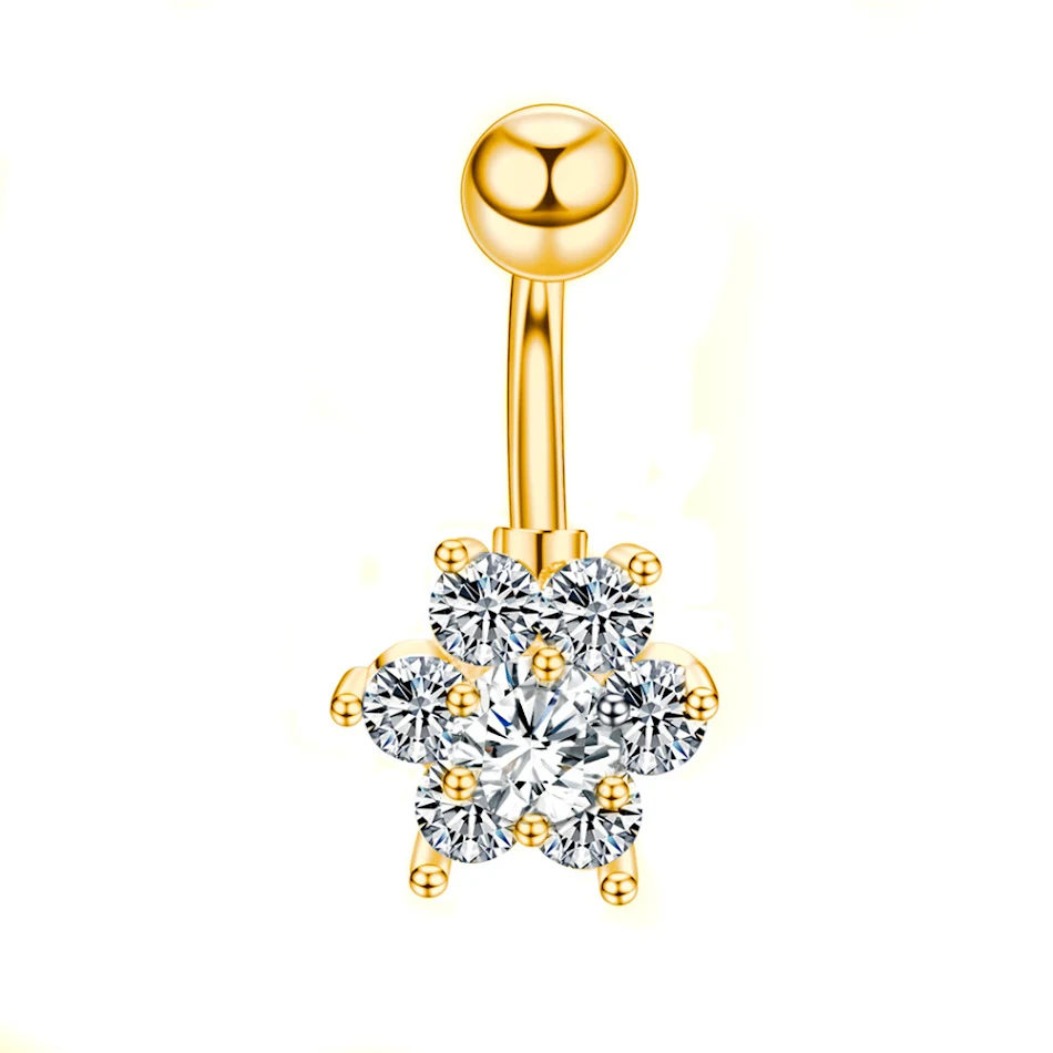 RVS navelring met diamant Lichaamssieraden, hypoallergeen, glanzend en duurzaam, ideaal voor een stijlvolle piercing.