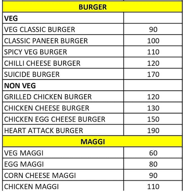 Juice Box menu 