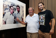 The late Muhammad Ali's grandson, Nico Ali Walsh, poses with Top Rank Boxing boss Bob Arum ahead of the fight. 