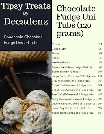 Tipsy Treats By Decadenz menu 