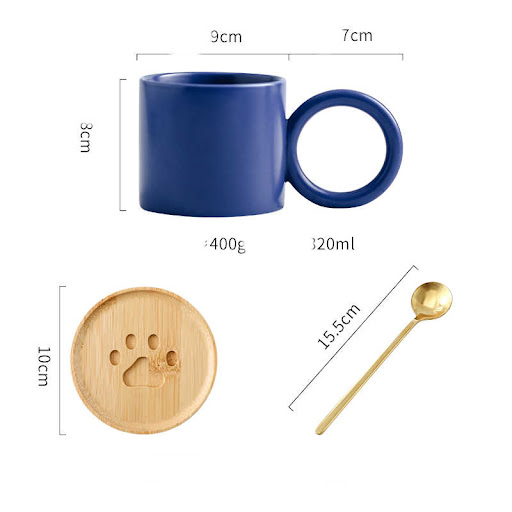 Title 7, Big Ear Ceramic Cup With Spoon for Office Coffe...
