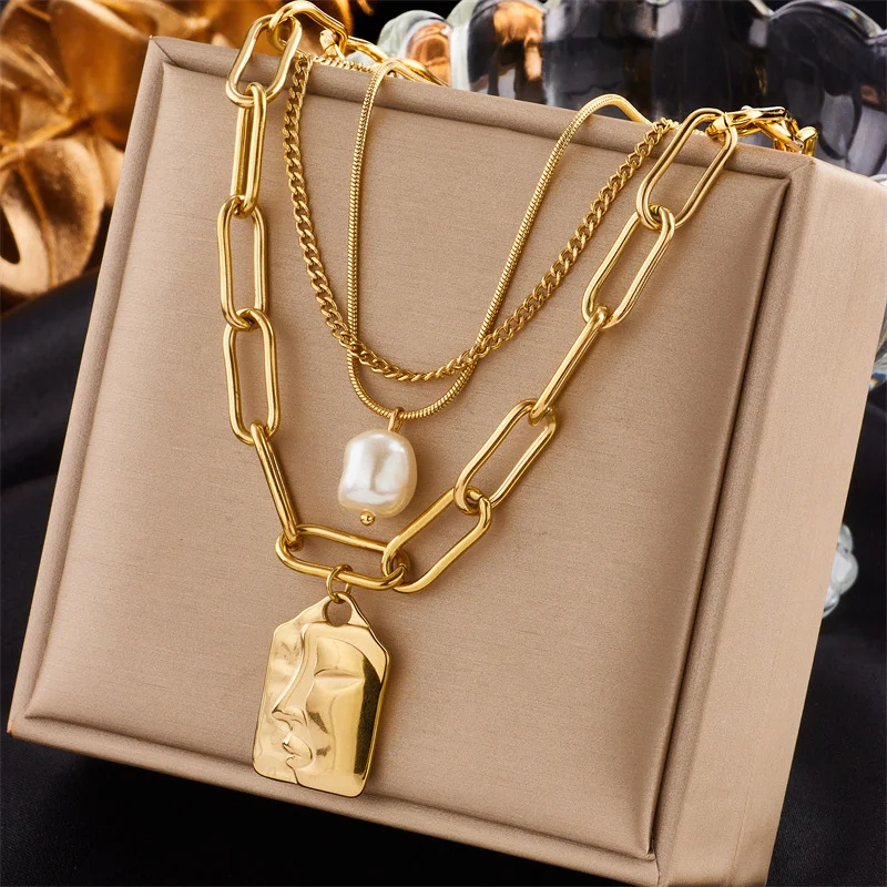 Title 5, Collier Double en Acier Titane avec Pendentif C...