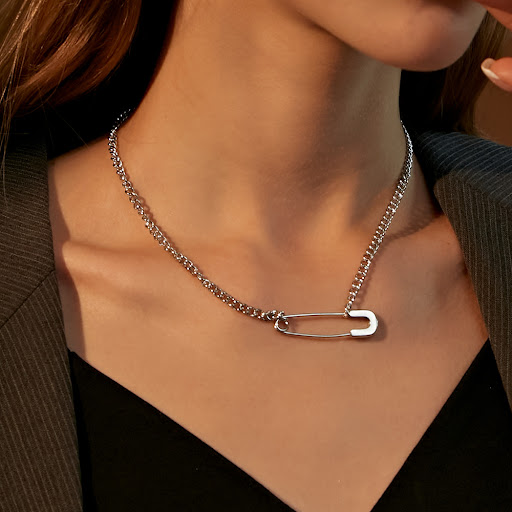 Title 4, Paper Clip Clavicle Chain Personalized Pendant,...