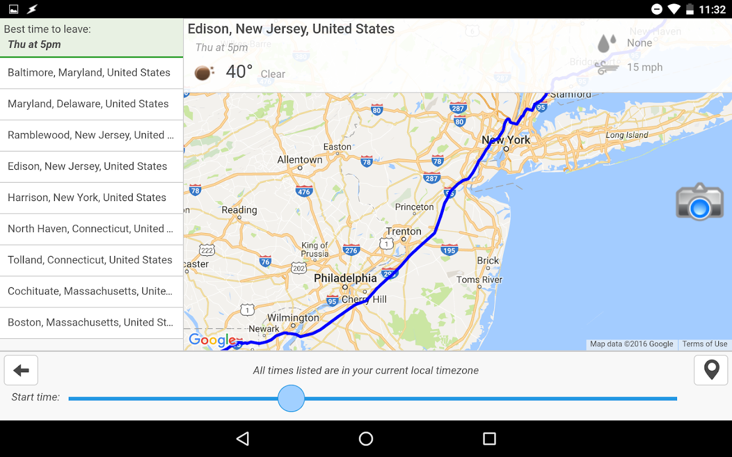 weather along route