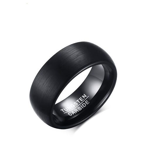 Title 3, 8MM Mens Geometric Brushed Tungsten Ring Black...