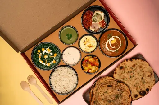 Matar Paneer & Veg Tawa Masala Thali (2 Main Dishes)