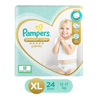 Pampers Premium Care Pants, Extra Large Size Baby Diapers (XL), Softest Ever Pampers Pants 24 Pc