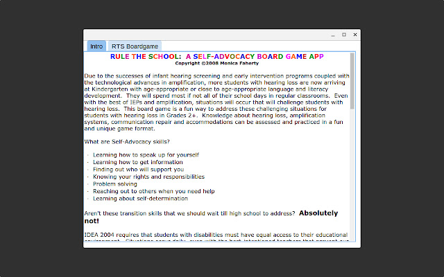 Rule The School Self Advocacy Board Game chrome extension