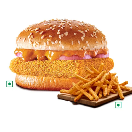 Veg Makhani Burst Burger+ Medium Peri Peri Fries