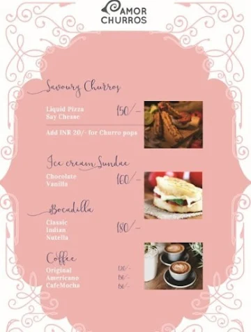 Amor Churros menu 